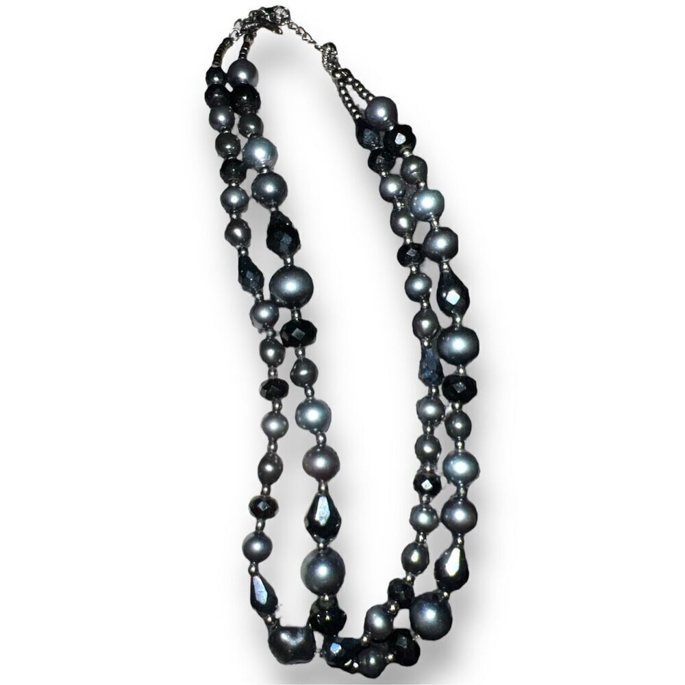 WH|BM White House Black Market Gunmetal Beaded Necklace